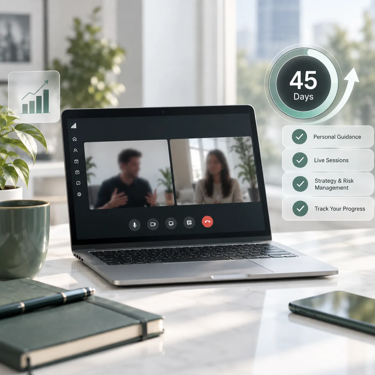 45-day personal coaching video call with progress checklist